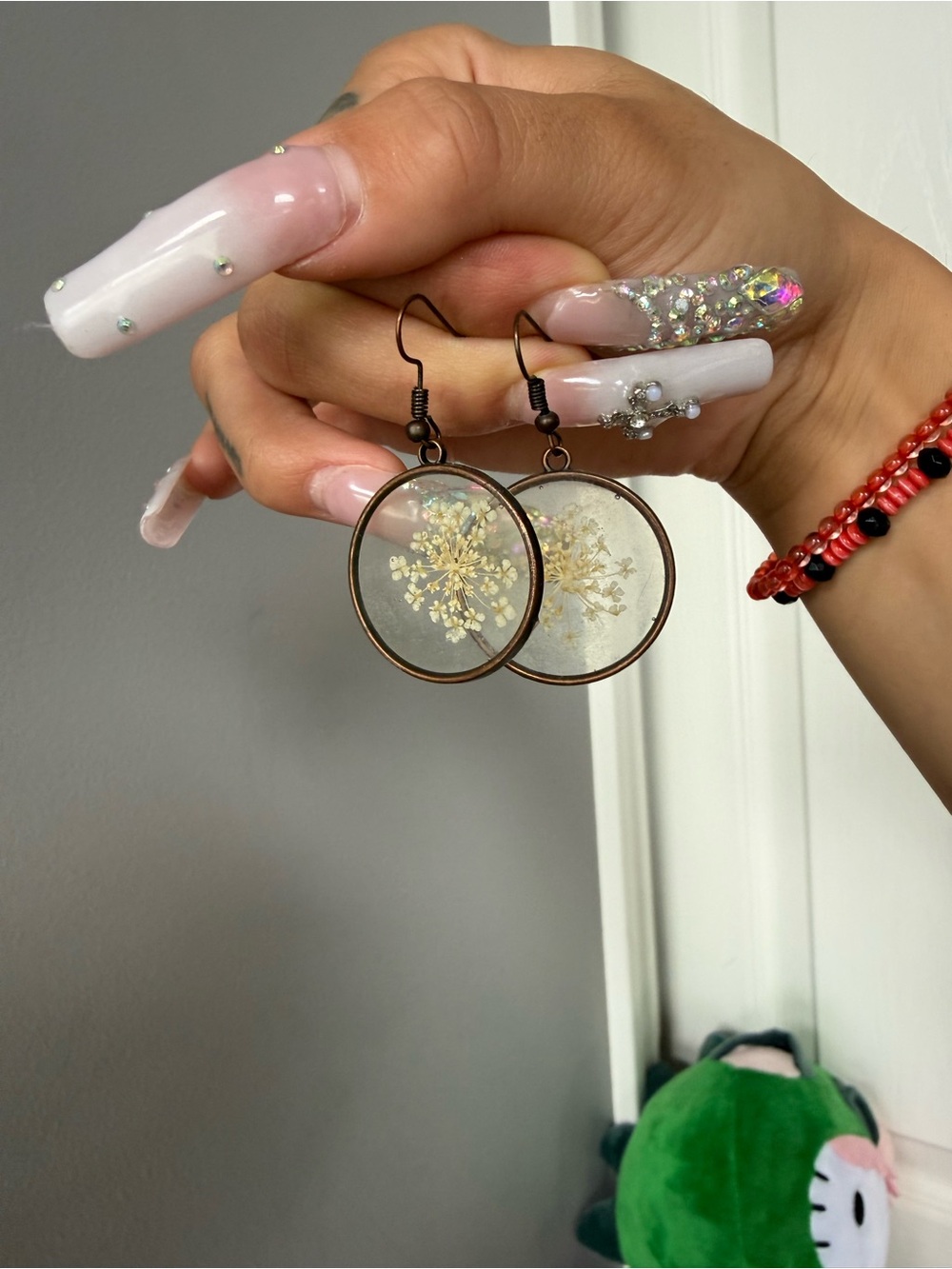 hoop flower earrings